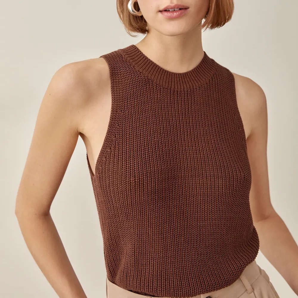 Reformation Brown Sleeveless Knit Top